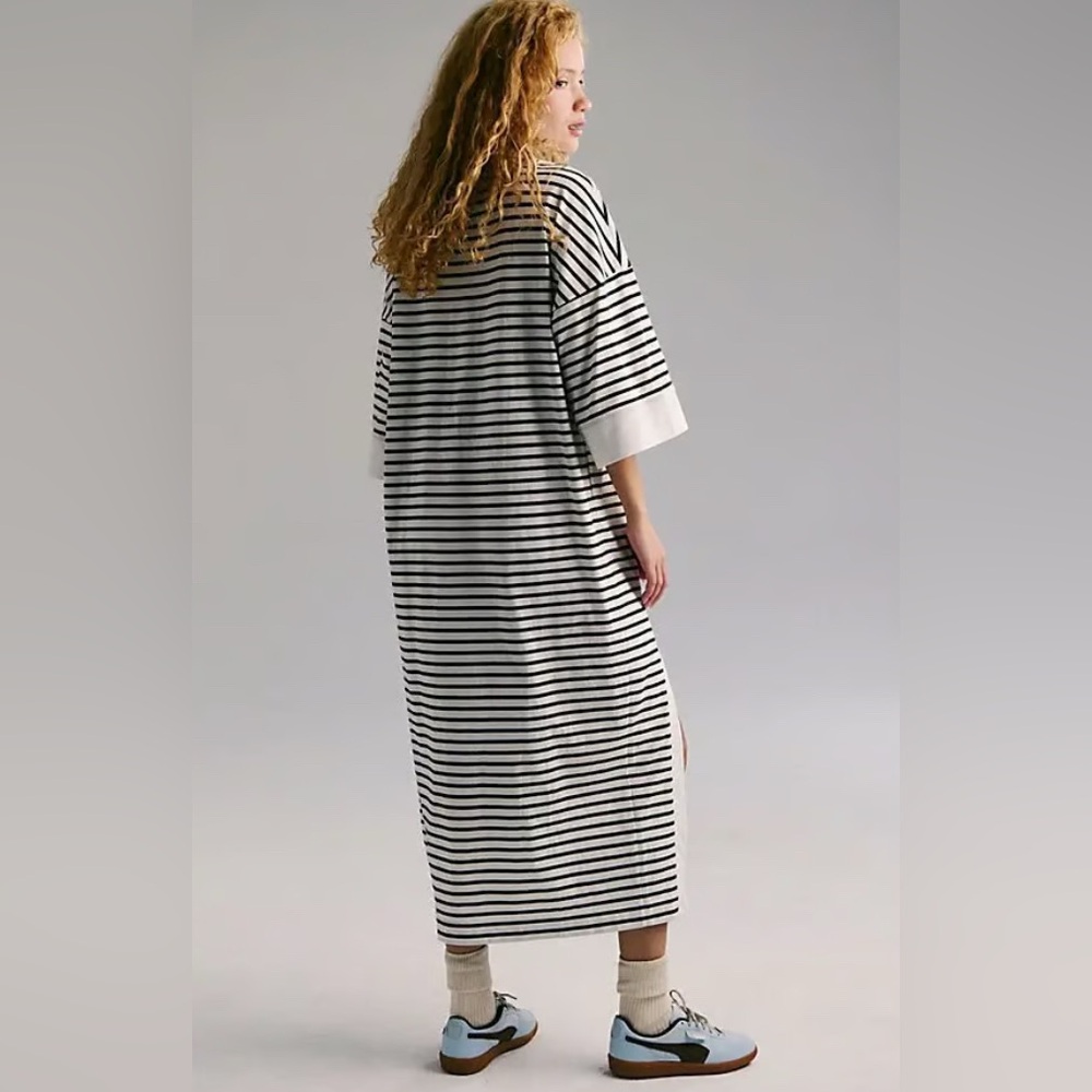 NWT FREE PEOPLE Jackson Rugby Midi Dress - Ivory Combo $98 MSRP - Picture 2 of 10